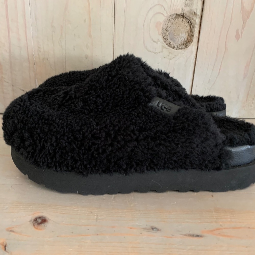 ugg fuzz sugar slides clogs black new women slippers